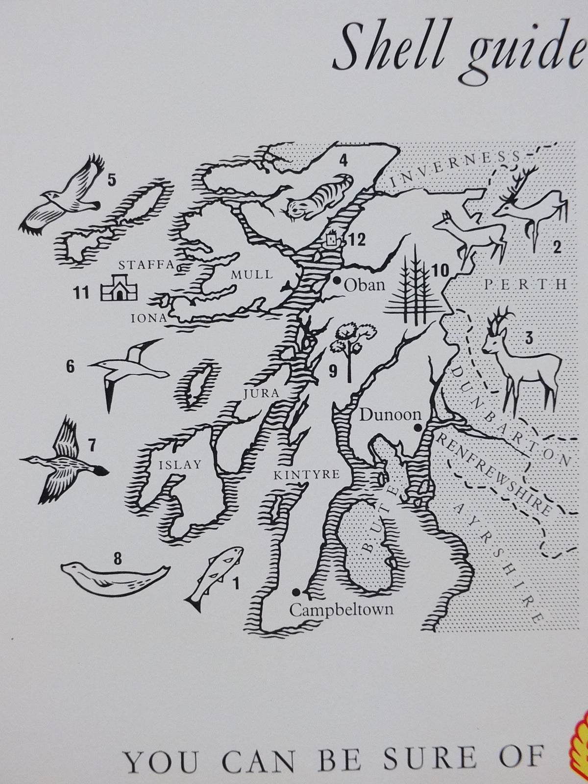 Shell Guide to Argyll Poster, Scotland by Maurice Wilson 1950s vintage, The Key to the Countryside, educational wall art and decor