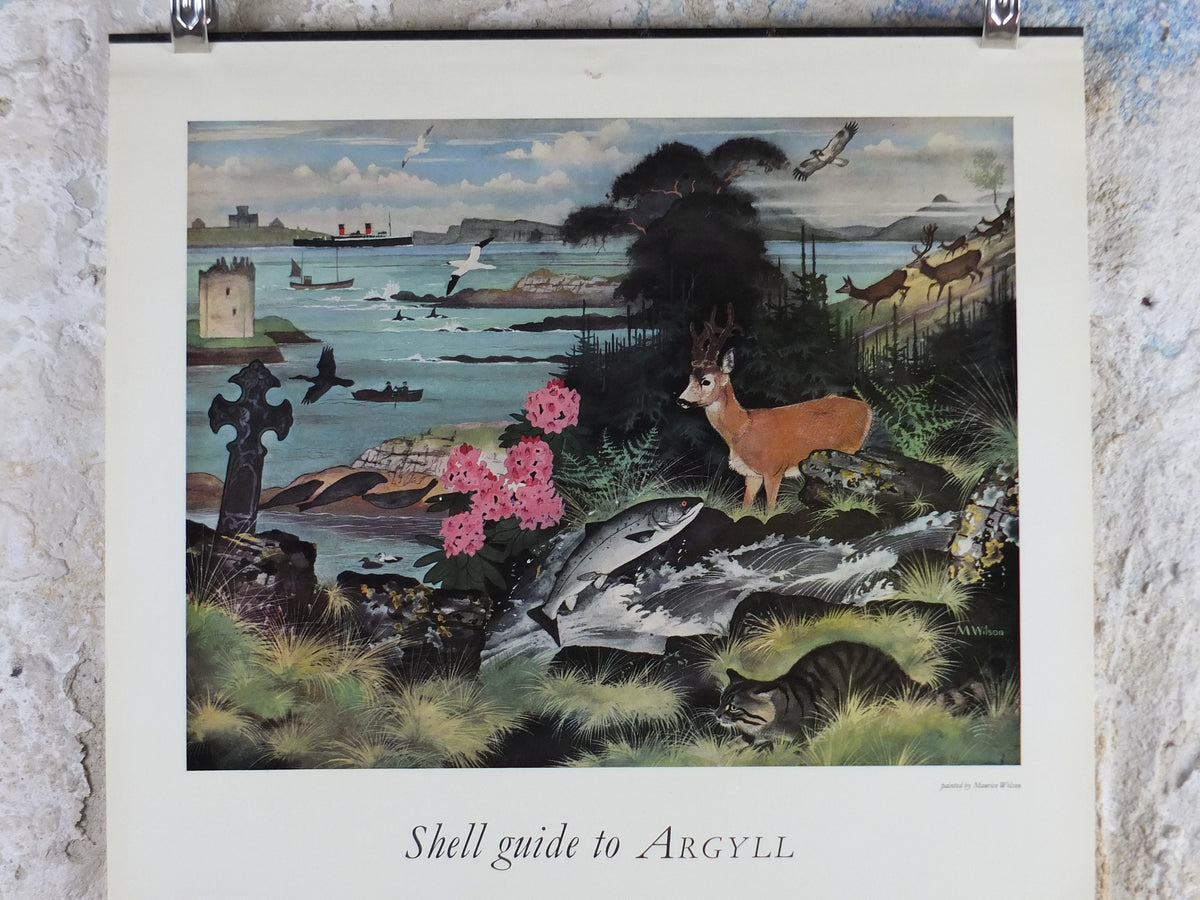 Shell Guide to Argyll Poster, Scotland by Maurice Wilson 1950s vintage, The Key to the Countryside, educational wall art and decor