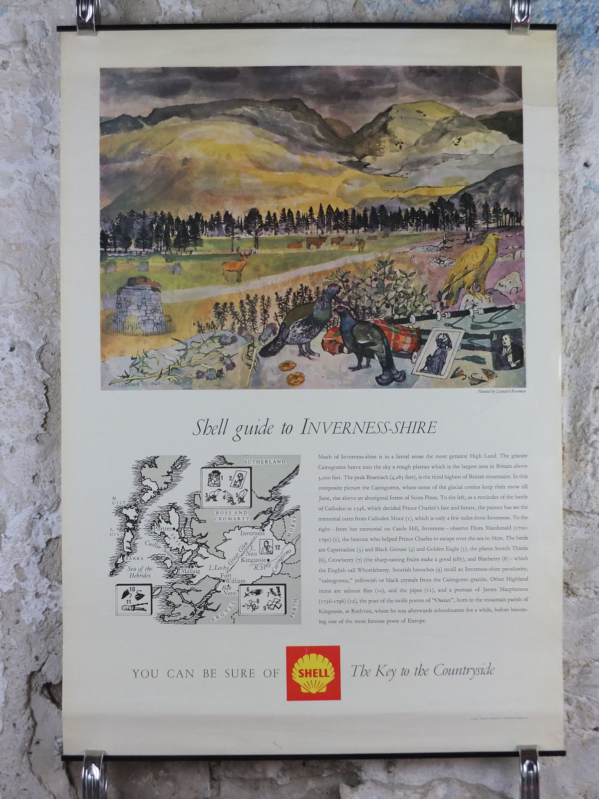 Shell Guide to Inverness-shire Poster, Scotland by Leonard Rosoman 1950s vintage, The Key to the Countryside, educational wall art and decor