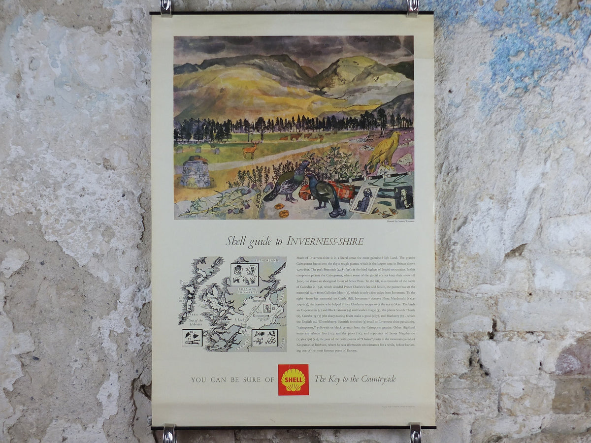 Shell Guide to Inverness-shire Poster, Scotland by Leonard Rosoman 1950s vintage, The Key to the Countryside, educational wall art and decor