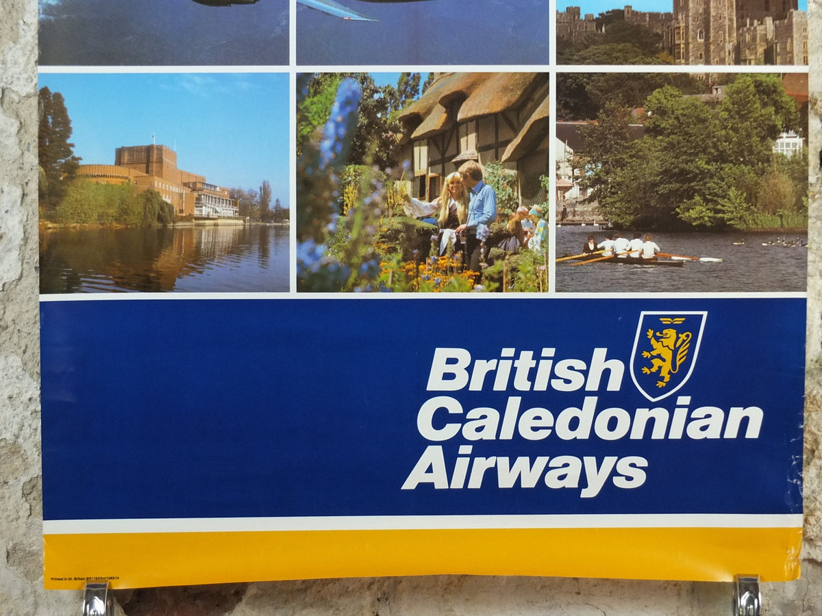 1970s British Caledonian Airways Poster, Great Britain, McDonnell Douglas DC 10, Aviation, travel wall art decor