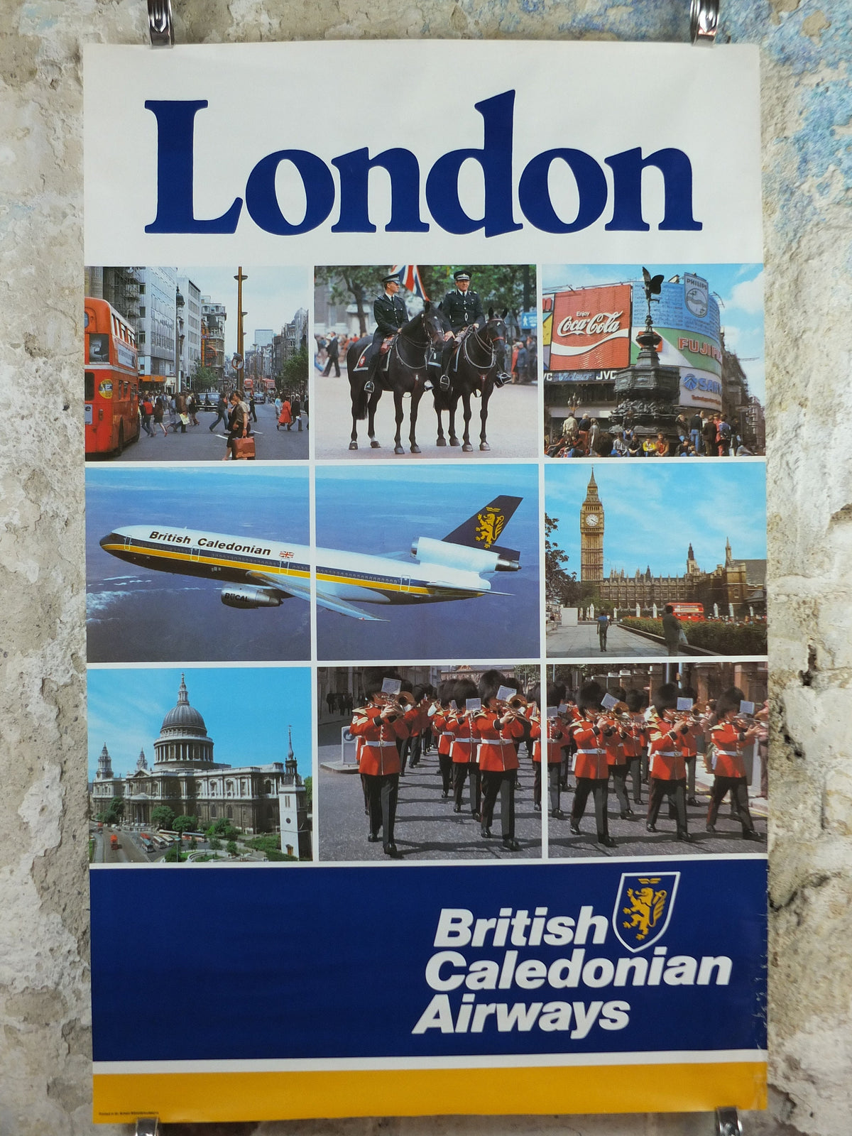 1970s British Caledonian Airways Poster, London, McDonnell Douglas DC 10, Aviation, travel wall art decor