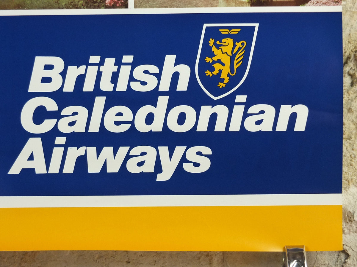 1970s British Caledonian Airways Poster, Europe, McDonnell Douglas DC 10, Aviation, travel wall art decor