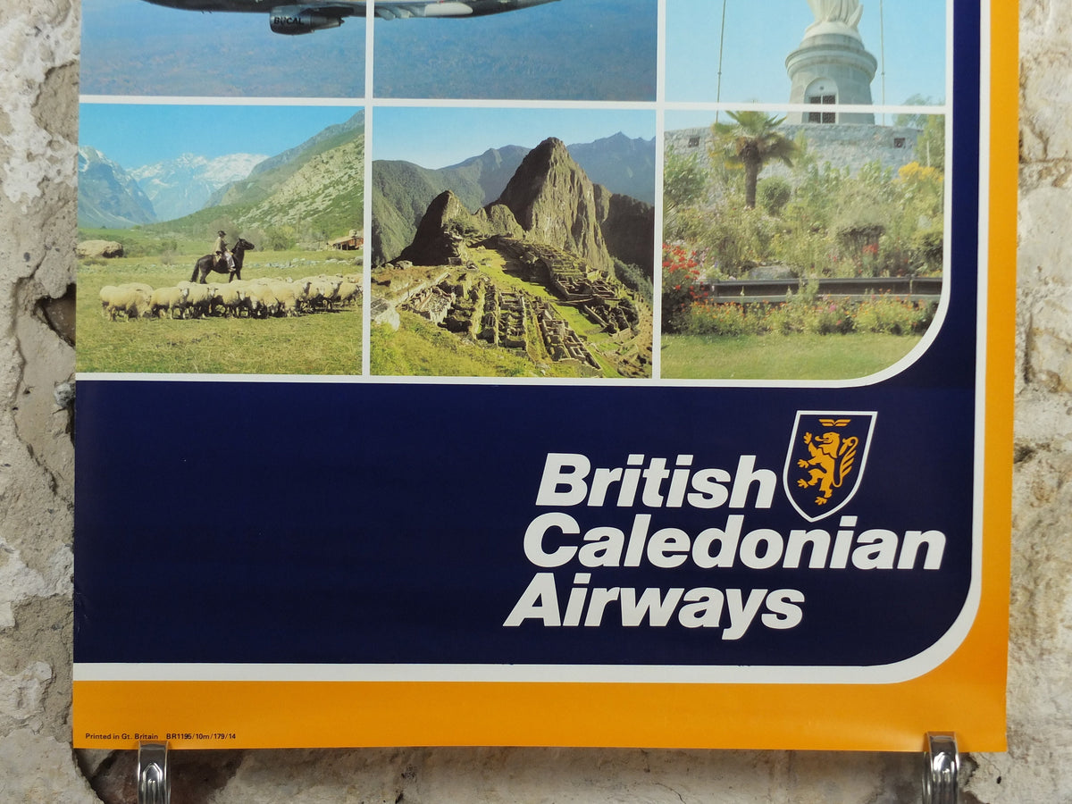 1970s British Caledonian Airways Poster, South America, McDonnell Douglas DC 10, Aviation, travel wall art decor