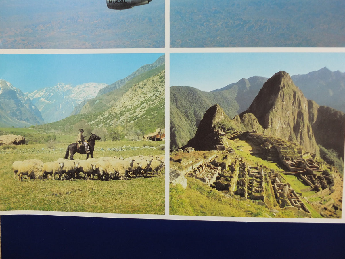 1970s British Caledonian Airways Poster, South America, McDonnell Douglas DC 10, Aviation, travel wall art decor