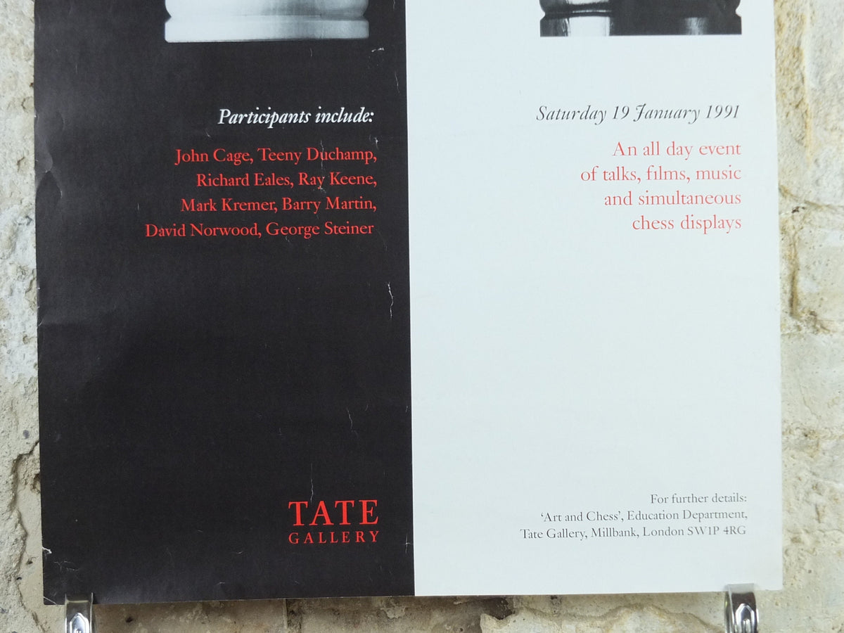1991 Art and Chess Poster, Tate Gallery London, Black King White Queen, art gallery exhibition, wall art decor