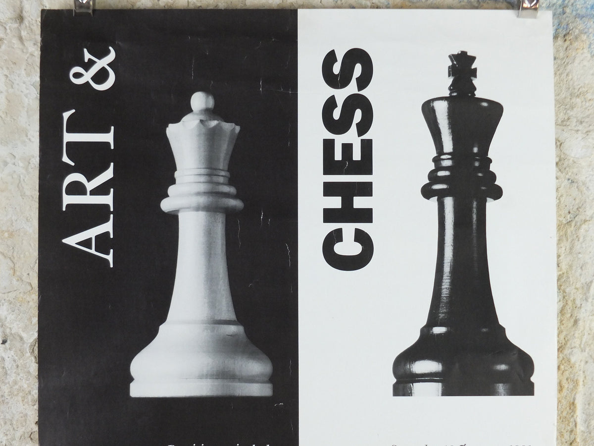 1991 Art and Chess Poster, Tate Gallery London, Black King White Queen, art gallery exhibition, wall art decor