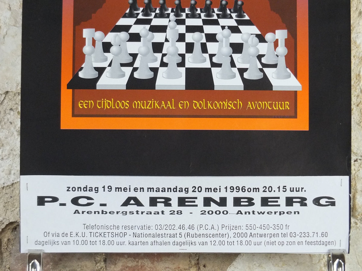 1996 Chess Theatre Poster, "The Missing Chess Piece" or "Het Verdwenen Schaastuk", chessboard, film cinema memorabila, wall art decor