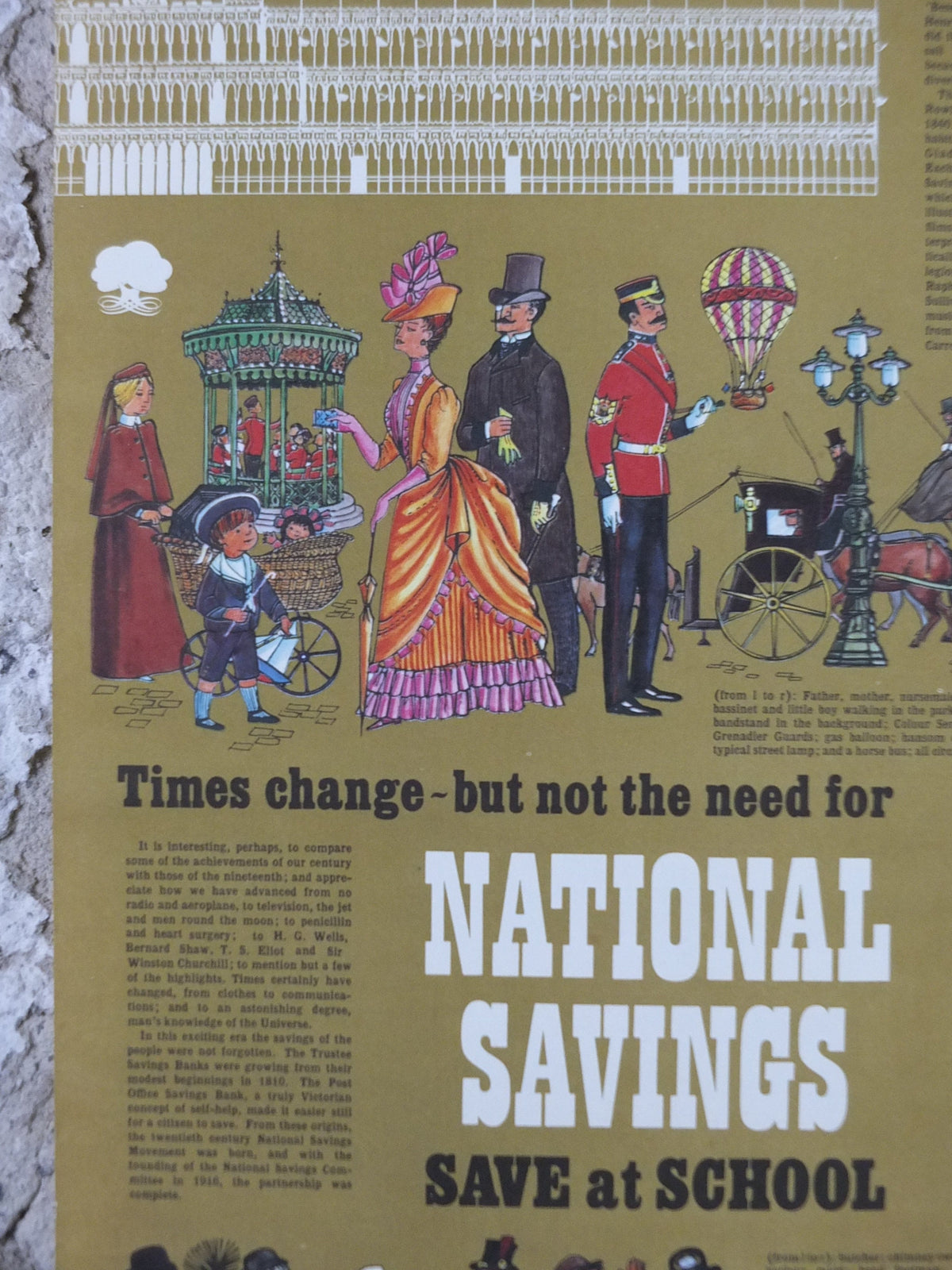 1960s Original National Savings Poster, Education wallchart of the Victorians, England, wall art retro decor