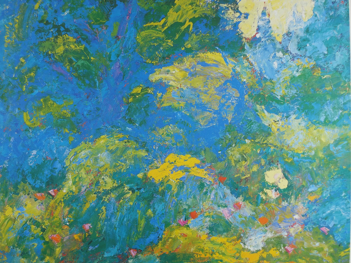 1980s Leif Mosevang Poster, Summer, The Seasons, colourful painting, Scandanavian Danish Design, wall art decor