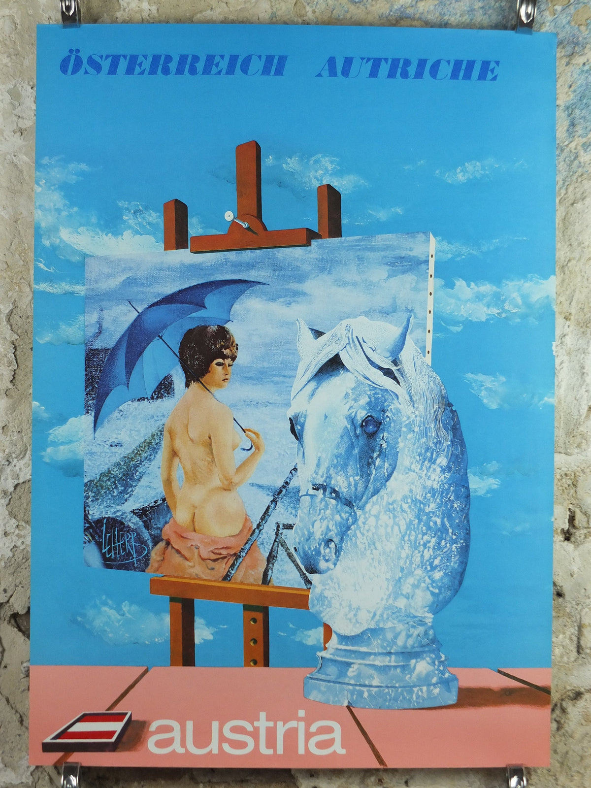 1972 Helmut Leherb Poster, Austria, Osterreich Autriche, Knight, Easel, Vienna School of Fantastic Realism, Surrealism, wall art decor