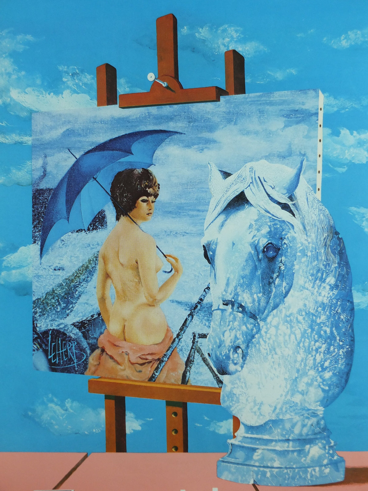1972 Helmut Leherb Poster, Austria, Osterreich Autriche, Knight, Easel, Vienna School of Fantastic Realism, Surrealism, wall art decor
