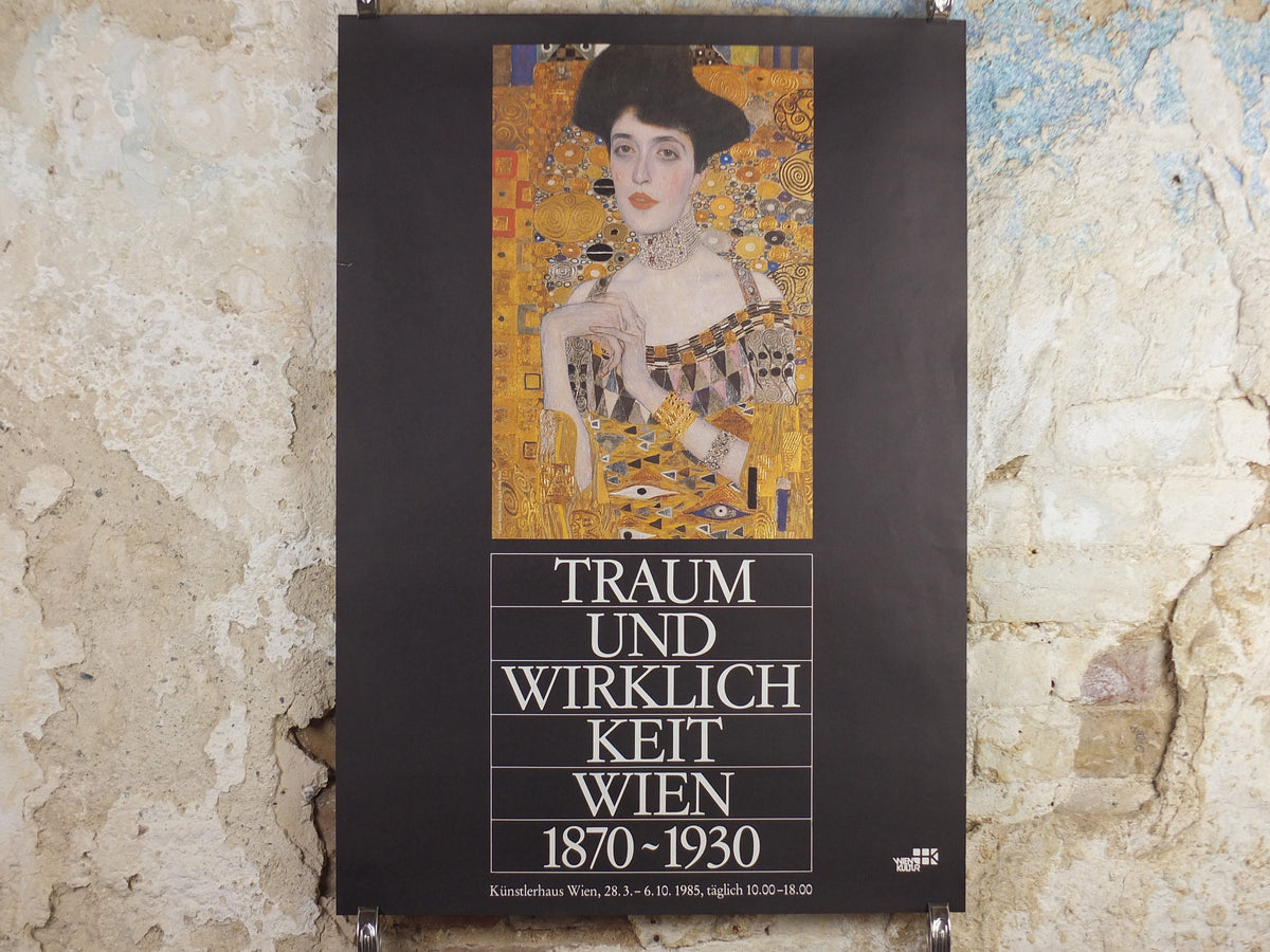 1985 Gustav Klimt Poster, Adele Bloch-Bauer, Dream and Reality, Art Nouveau Symbolism Vienna Secession gallery exhibition, wall art decor