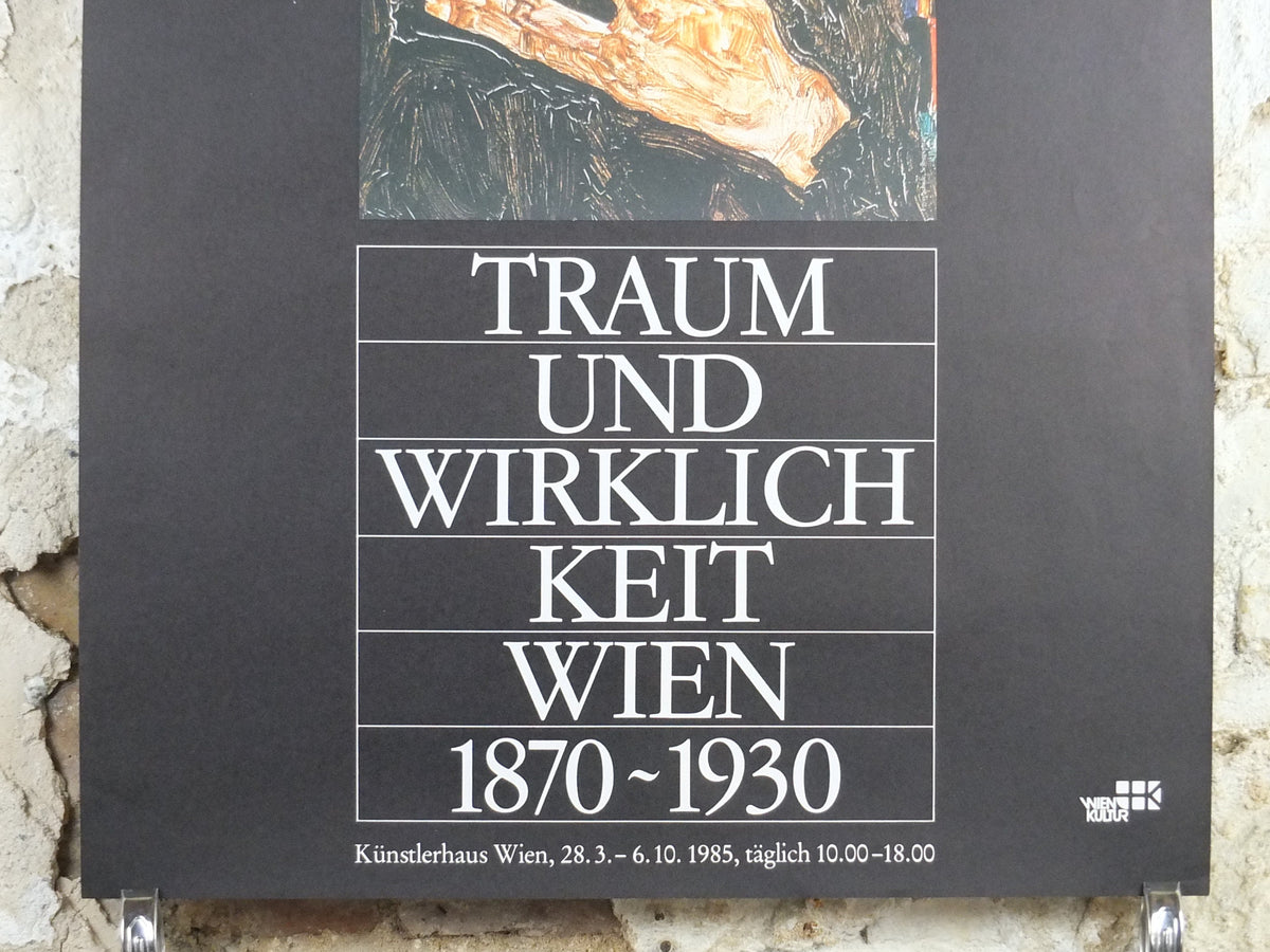 1985 Egon Schiele Poster, Self portrait, Dream and Reality, Expressionism gallery exhibition, wall art decor