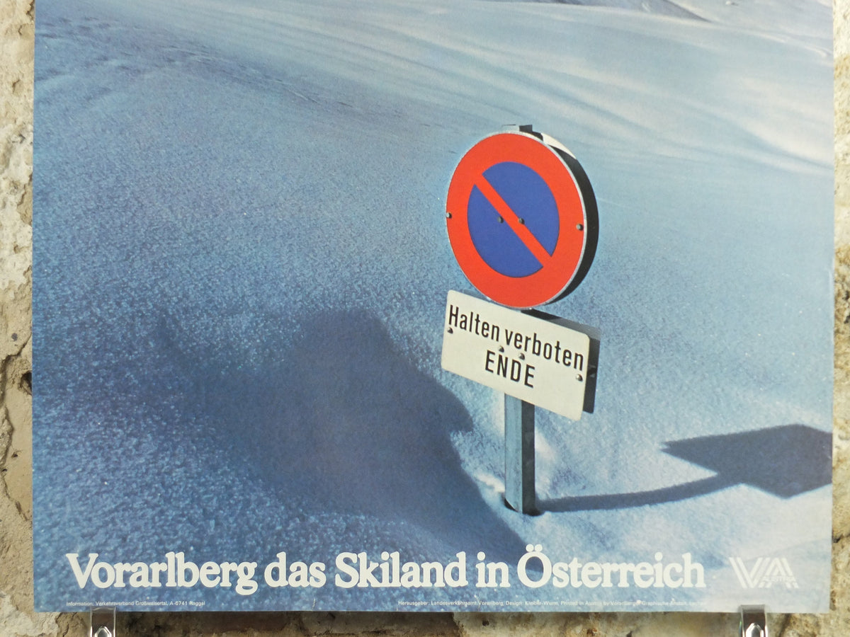 1970s Grosswahlsertal Hats Ski Poster, Skiland Vorarlberg Austria, warning sign, Snow, mountain tourism skiing vacation wall art decor
