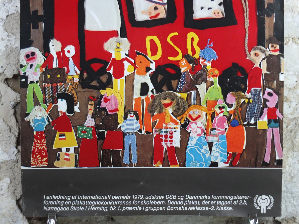 1979 DSB Danske Statsbaner Poster, International Year of the Child, Denmark, Unicef, advertising wall art decor