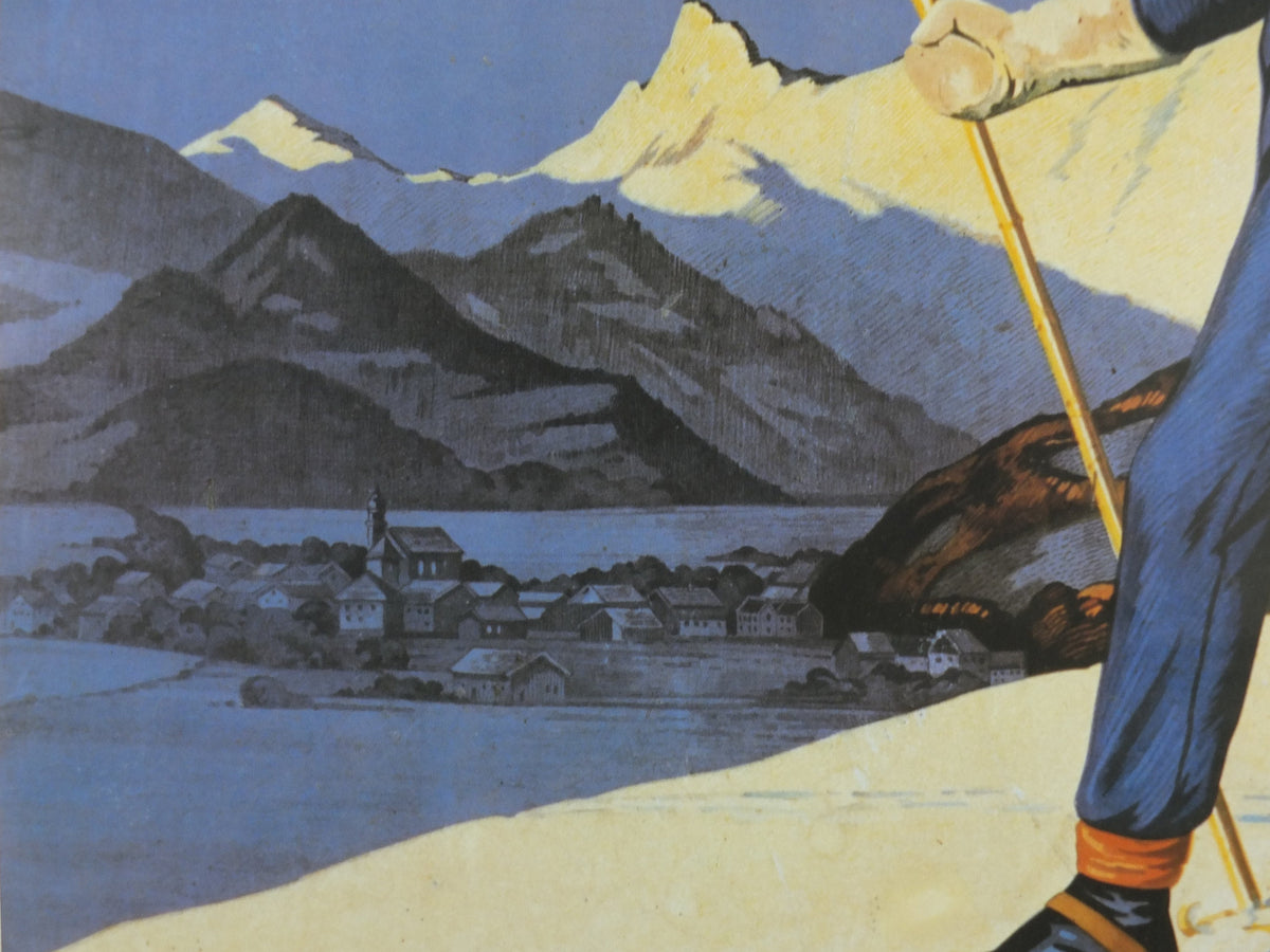 1987 Vorarlberg Ski Poster, 100 years of skiing in the Vorarlberg, Winter Sports, sport d'hiver, travel tourism skiing, wall art decor