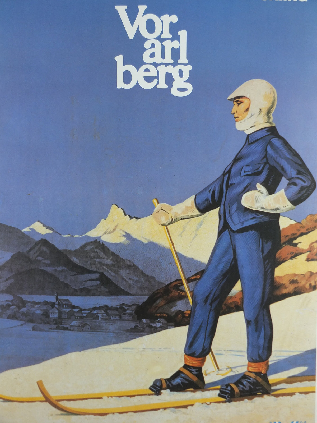 1987 Vorarlberg Ski Poster, 100 years of skiing in the Vorarlberg, Winter Sports, sport d'hiver, travel tourism skiing, wall art decor