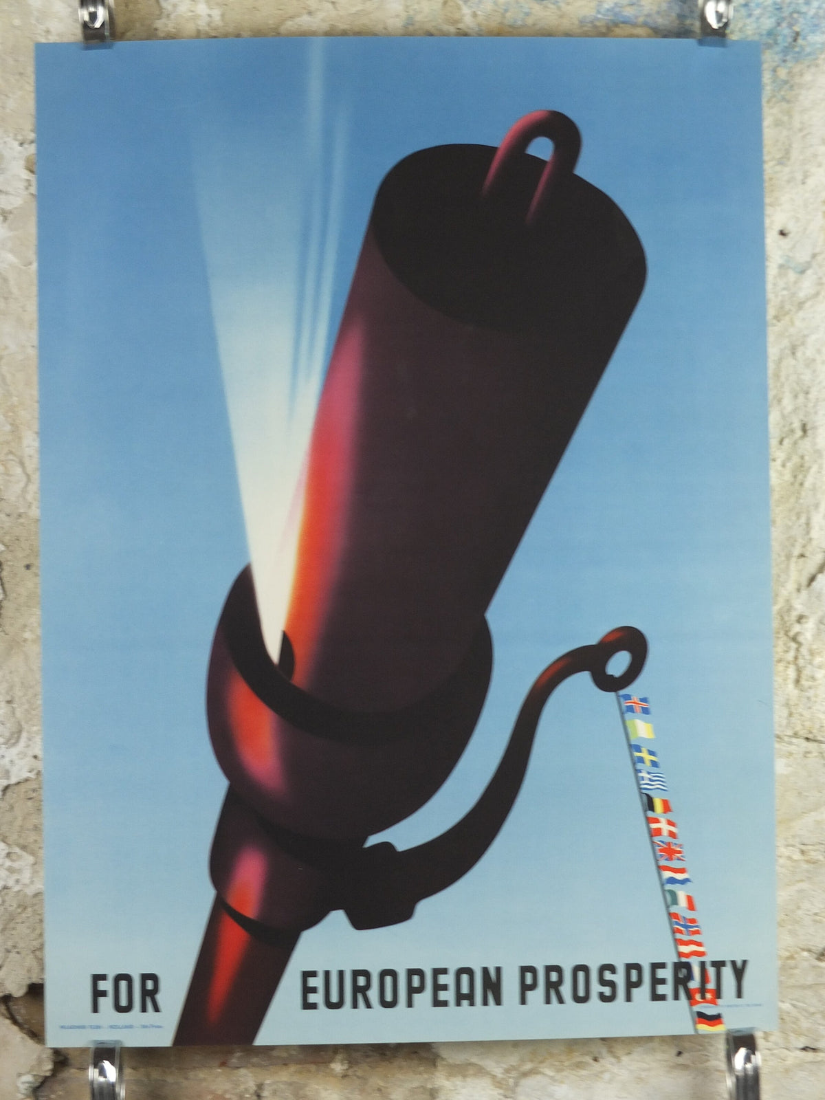 1950 ERP European Recovery Fund Poster, For European Prosperity, Marshall Plan, by Wladimir Flem, flags, European Union, wall art decor