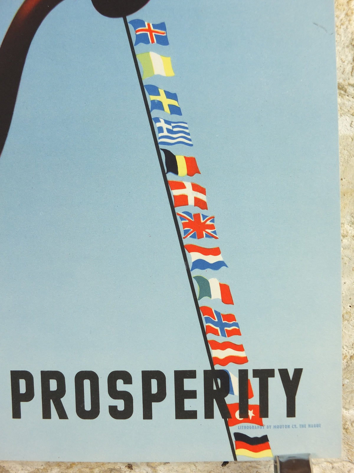 1950 ERP European Recovery Fund Poster, For European Prosperity, Marshall Plan, by Wladimir Flem, flags, European Union, wall art decor