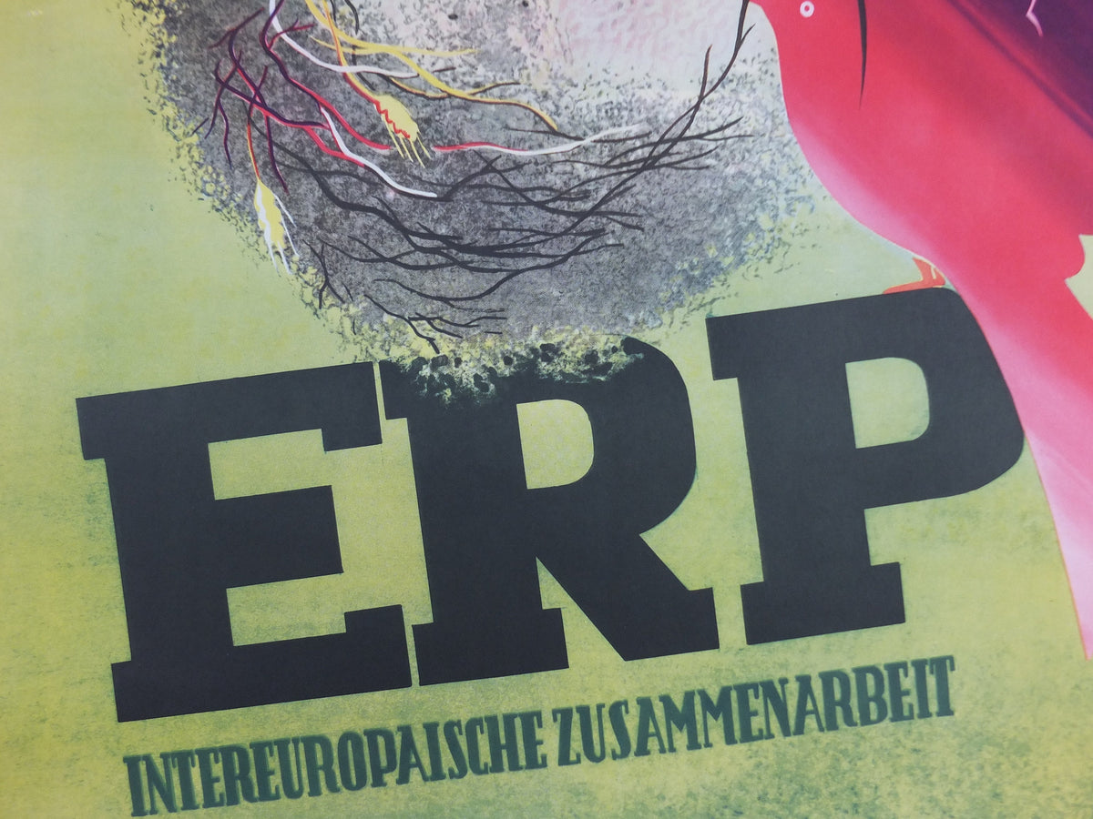 1950 ERP European Recovery Fund Poster, Inter-European Cooperation, Marshall Plan, by Rudolf Korunka, nest, European Union, wall art decor