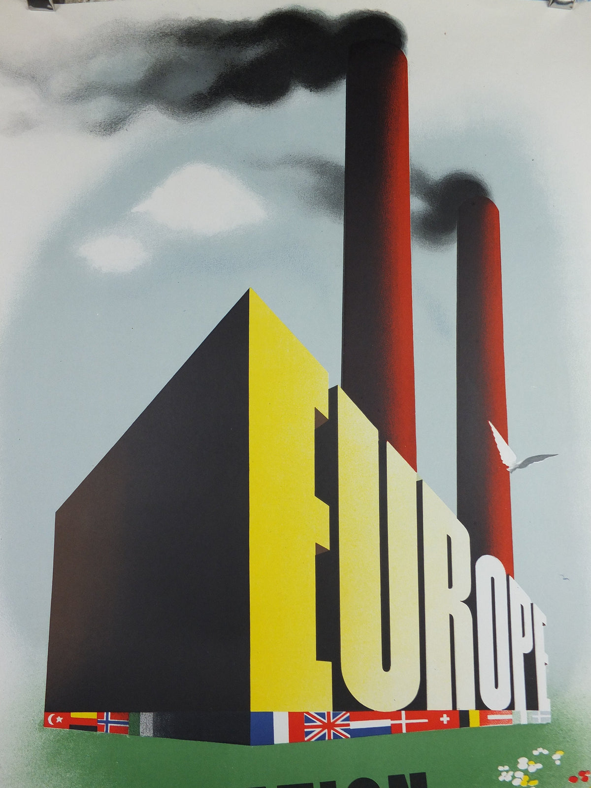 1950 ERP European Recovery Fund Poster, Cooperation Means Prosperity, Marshall Plan, Louis Emmerick, industry, European Union wall art decor