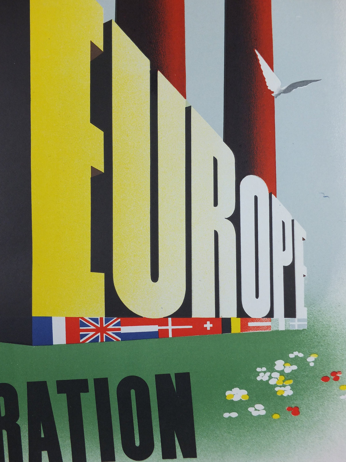 1950 ERP European Recovery Fund Poster, Cooperation Means Prosperity, Marshall Plan, Louis Emmerick, industry, European Union wall art decor