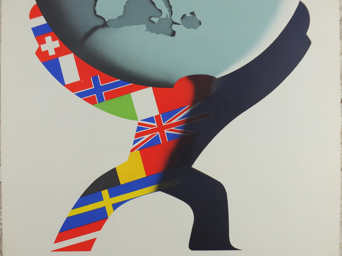 1950 ERP European Recovery Fund Poster, Work together, Strong together, Marshall Plan, FJE Mettes, Atlas, European Union wall art decor