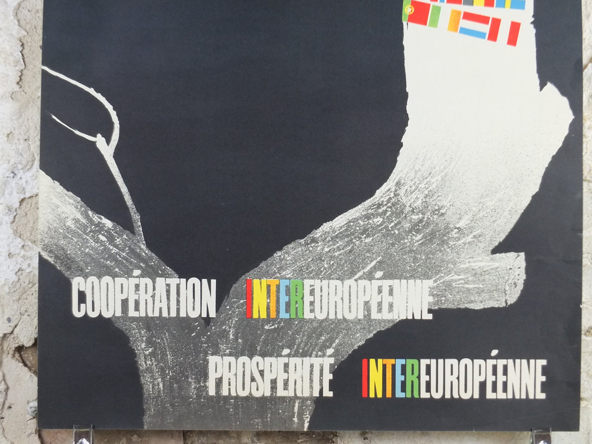1950 ERP European Recovery Fund Poster, European Cooperation and Prosperity, Marshall Plan, Pierre Cauchat, European Union, wall art decor