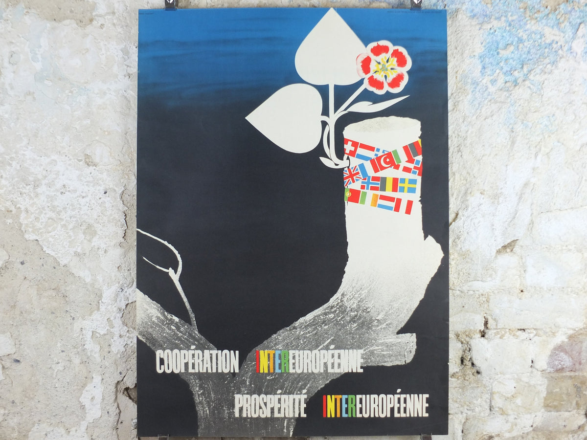 1950 ERP European Recovery Fund Poster, European Cooperation and Prosperity, Marshall Plan, Pierre Cauchat, European Union, wall art decor