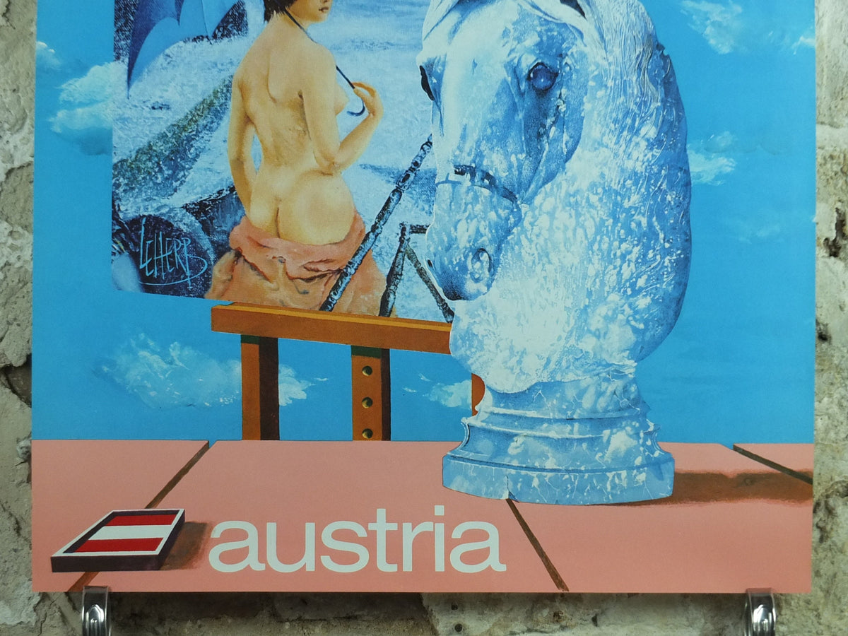 1972 Helmut Leherb Poster, Austria, Osterreich Autriche, Knight, Easel, Vienna School of Fantastic Realism, Surrealism, wall art decor