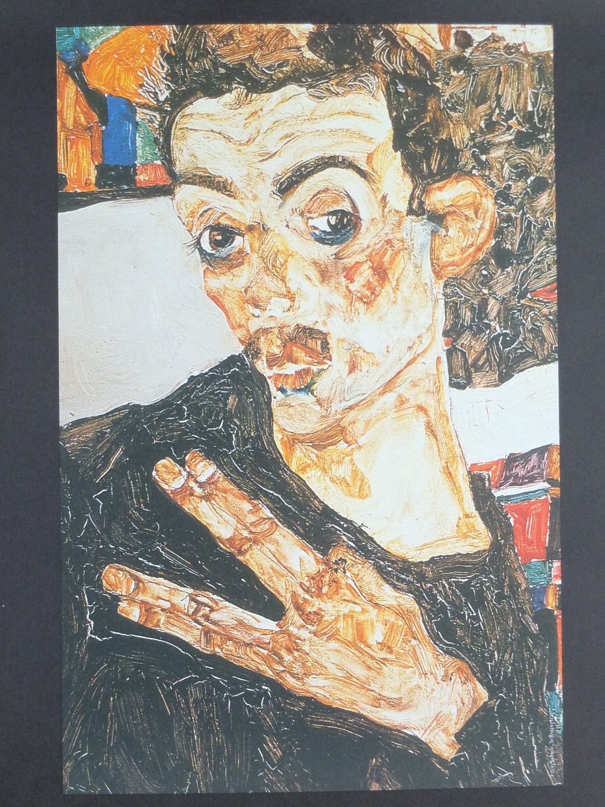 1985 Egon Schiele Poster, Self portrait, Dream and Reality, Expressionism gallery exhibition, wall art decor