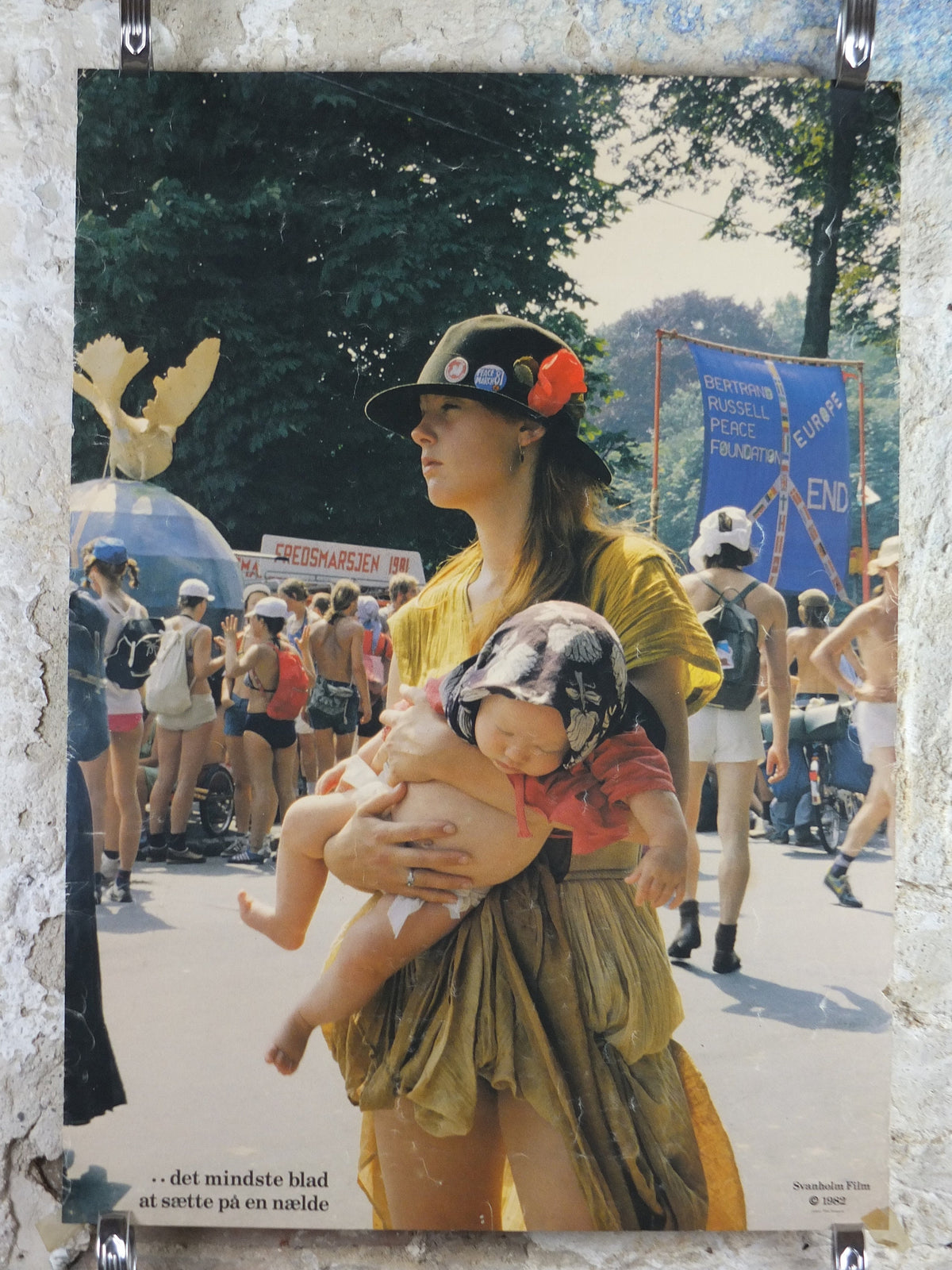 1982 Hippy Woman with Baby Poster, Peace and Love, Svanholm Film Festival, Denmark, wall art decor, cinema film memorabilia