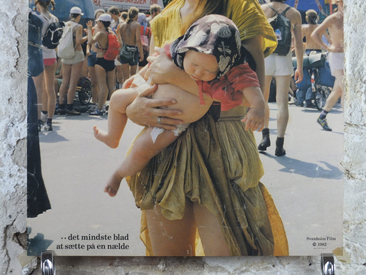 1982 Hippy Woman with Baby Poster, Peace and Love, Svanholm Film Festival, Denmark, wall art decor, cinema film memorabilia