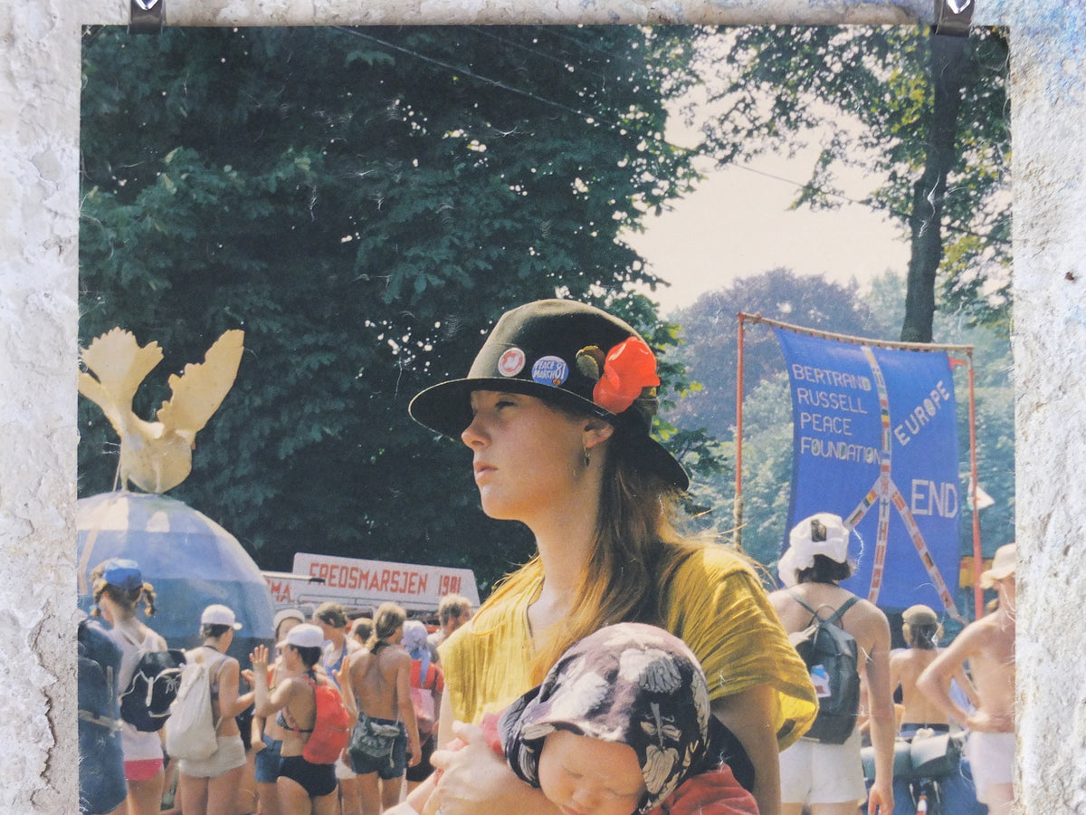 1982 Hippy Woman with Baby Poster, Peace and Love, Svanholm Film Festival, Denmark, wall art decor, cinema film memorabilia
