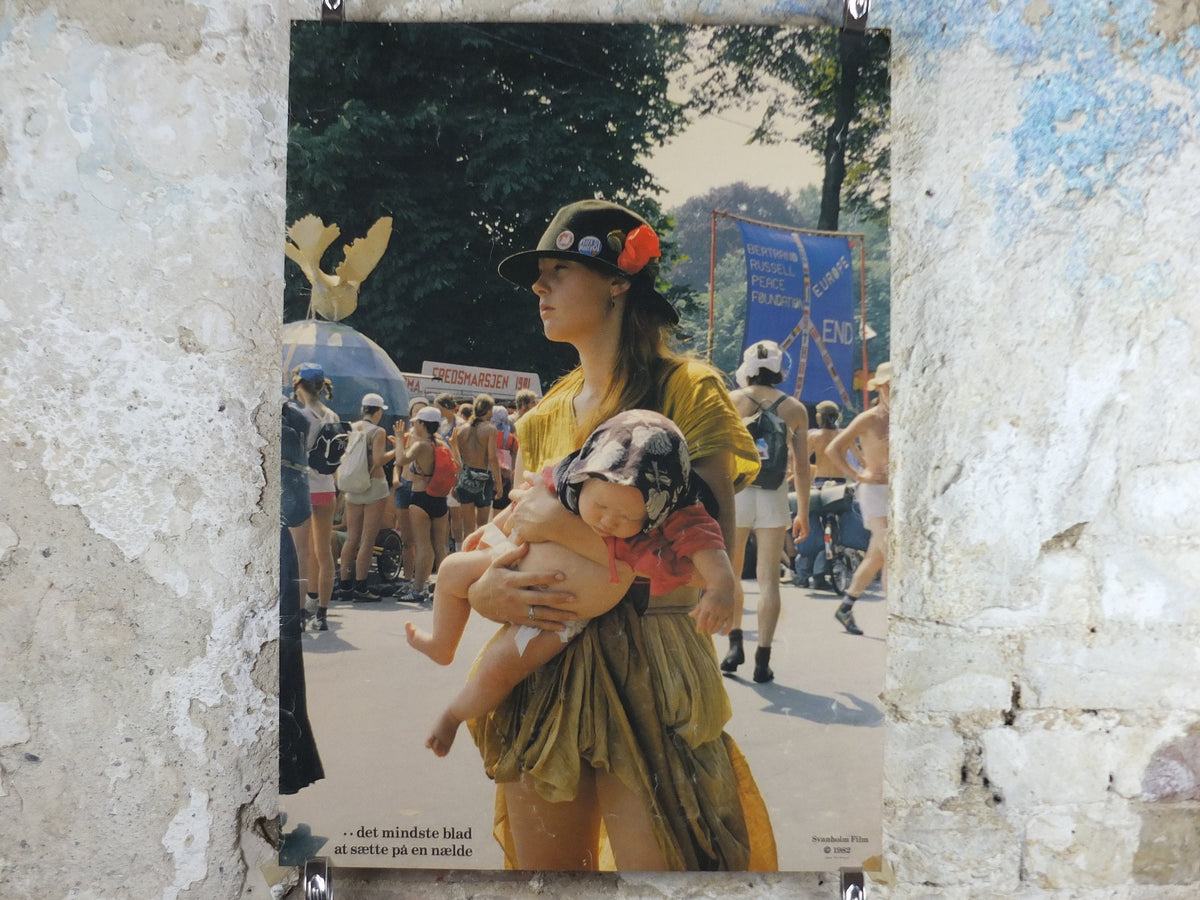 1982 Hippy Woman with Baby Poster, Peace and Love, Svanholm Film Festival, Denmark, wall art decor, cinema film memorabilia
