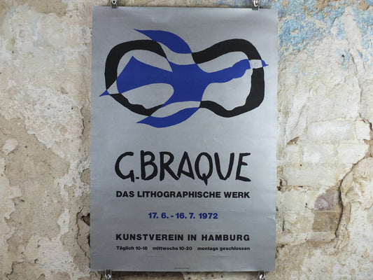 1972 Georges Braque Poster, Bird Crossing a Cloud, das lithograpische werk, Cubism, Fauvism, artist gallery exhibition, wall art decor