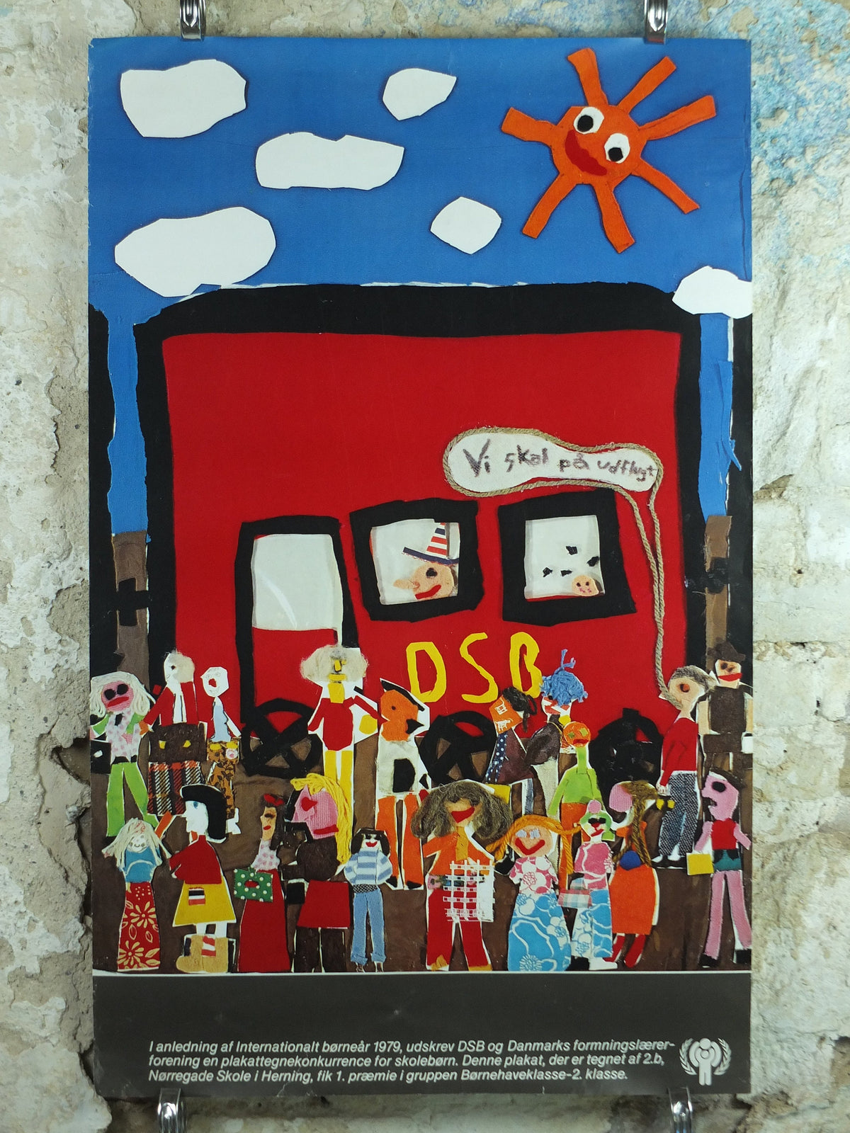 1979 DSB Danske Statsbaner Poster, International Year of the Child, Denmark, Unicef, advertising wall art decor