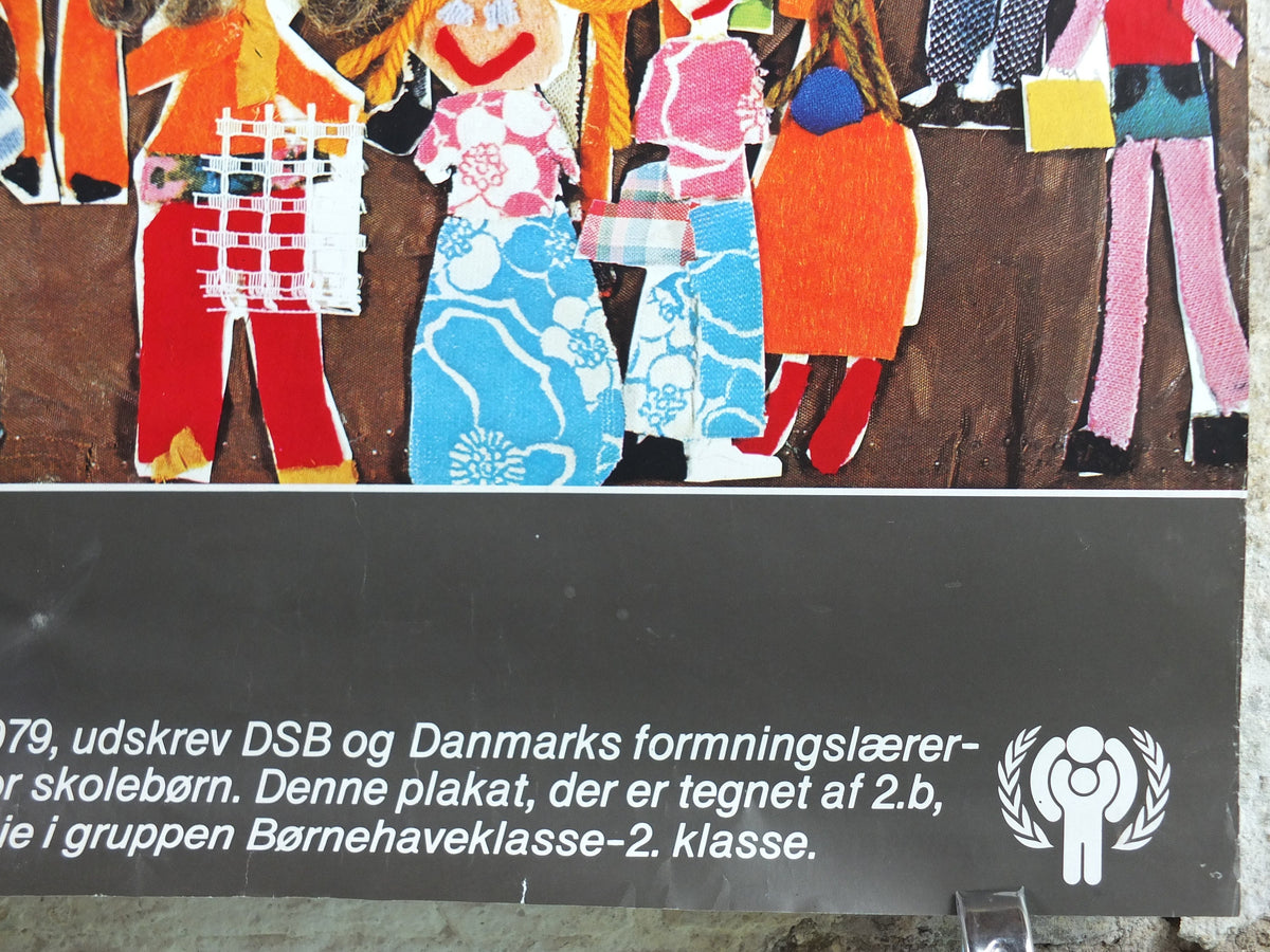 1979 DSB Danske Statsbaner Poster, International Year of the Child, Denmark, Unicef, advertising wall art decor