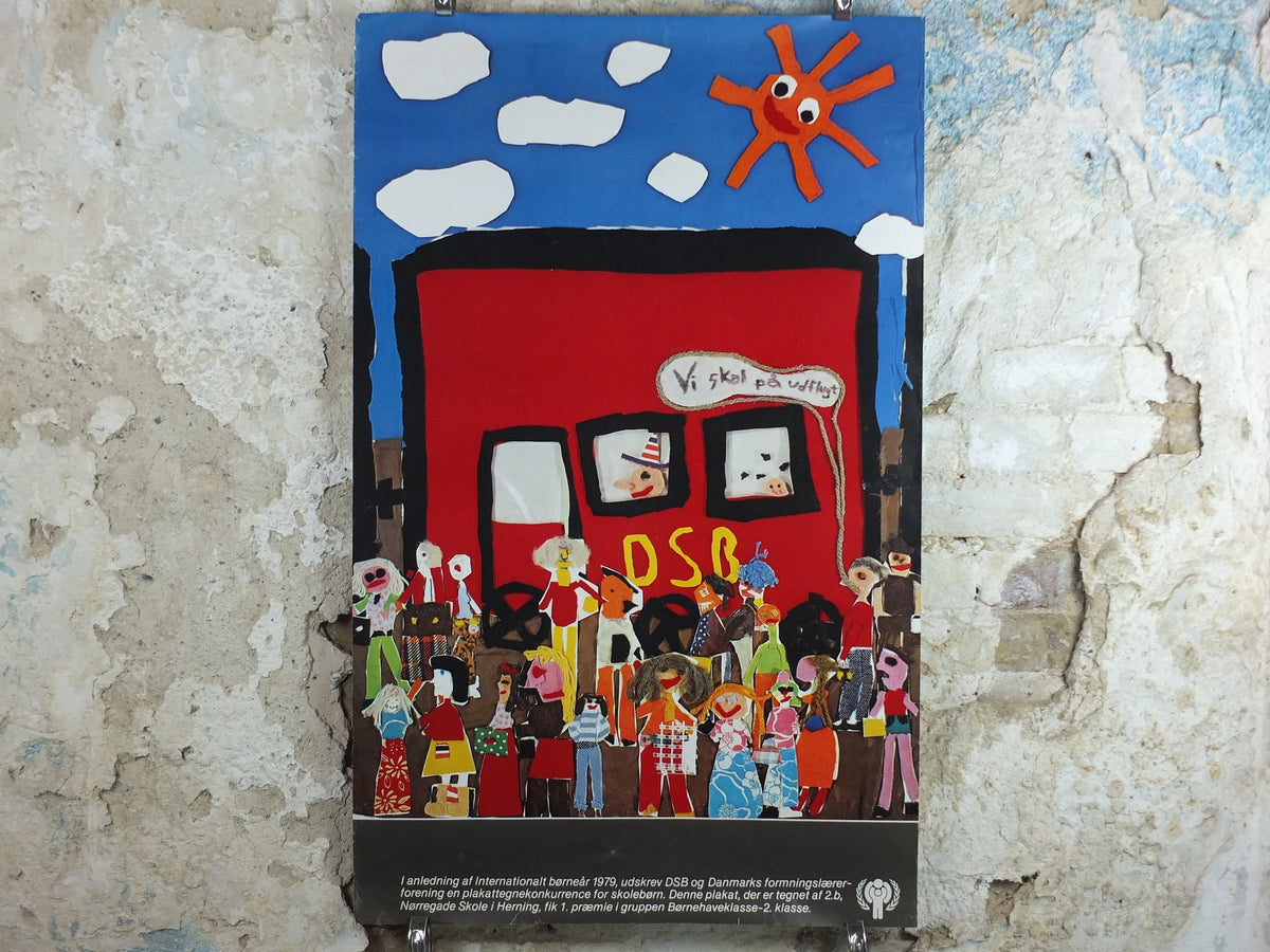 1979 DSB Danske Statsbaner Poster, International Year of the Child, Denmark, Unicef, advertising wall art decor