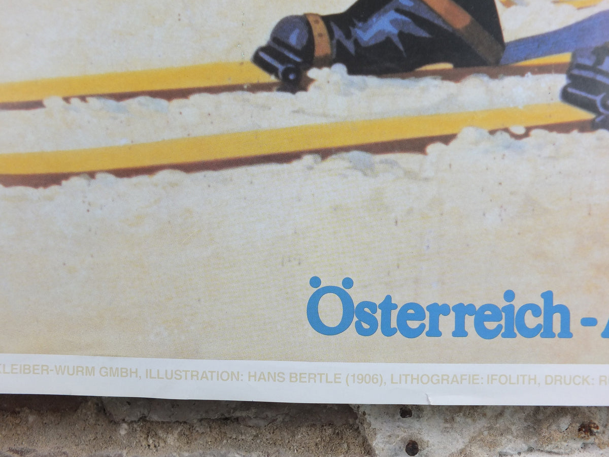 1987 Vorarlberg Ski Poster, 100 years of skiing in the Vorarlberg, Winter Sports, sport d'hiver, travel tourism skiing, wall art decor