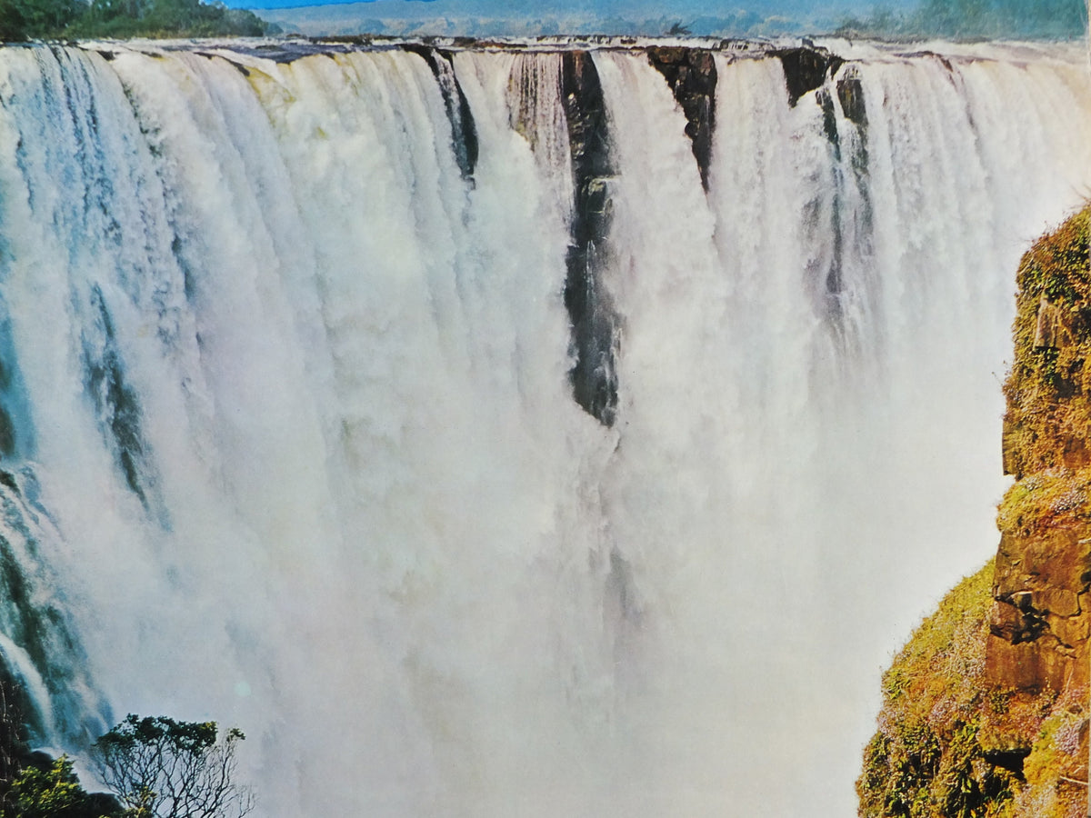 1960s Rhodesia Travel Poster, Victoria Falls, Vintage colonial poster from Zimbabwe, travel tourism, holiday vacation, wall art decor