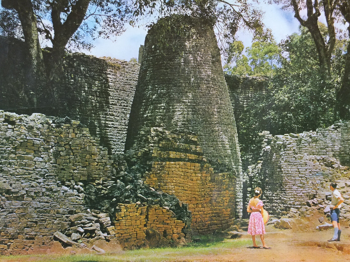 1960s Rhodesia Travel Poster, Zimbabwe Ruins, Vintage colonial poster from Zimbabwe, travel tourism, holiday vacation, wall art decor