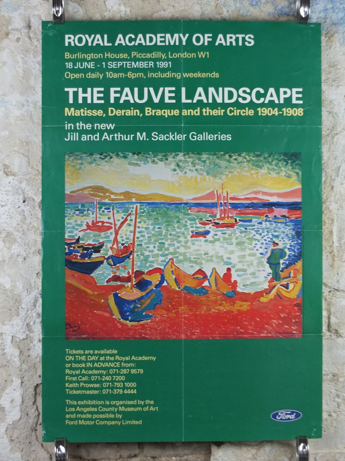 1991 Royal Academy of Arts Poster, Andre Derain, "Boats in the Port of Collioure" 1905 Fauvism artist gallery exhibition, wall art decor