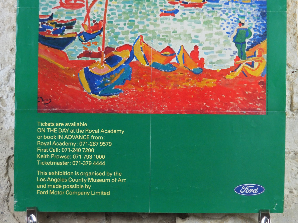1991 Royal Academy of Arts Poster, Andre Derain, "Boats in the Port of Collioure" 1905 Fauvism artist gallery exhibition, wall art decor