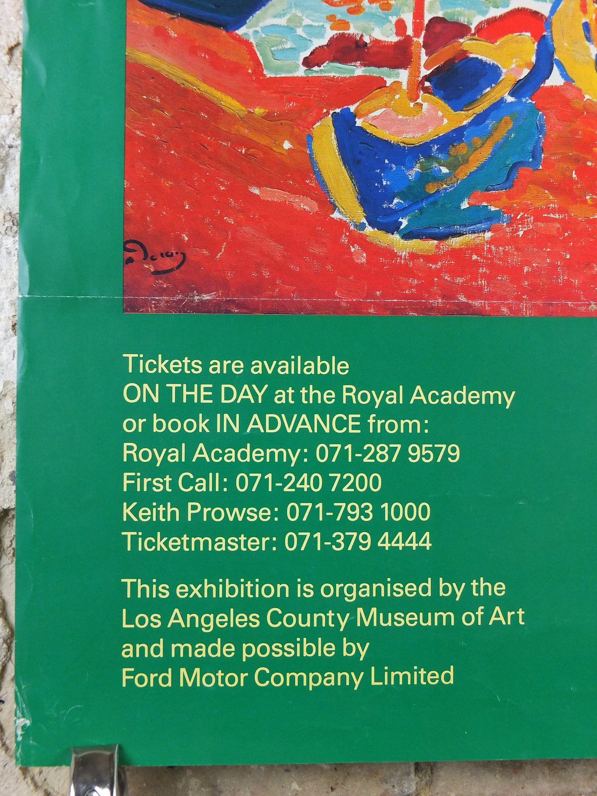 1991 Royal Academy of Arts Poster, Andre Derain, "Boats in the Port of Collioure" 1905 Fauvism artist gallery exhibition, wall art decor