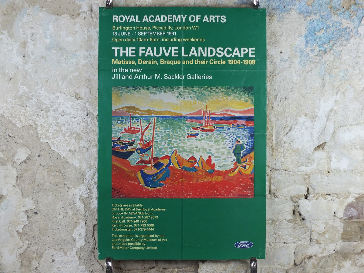 1991 Royal Academy of Arts Poster, Andre Derain, "Boats in the Port of Collioure" 1905 Fauvism artist gallery exhibition, wall art decor