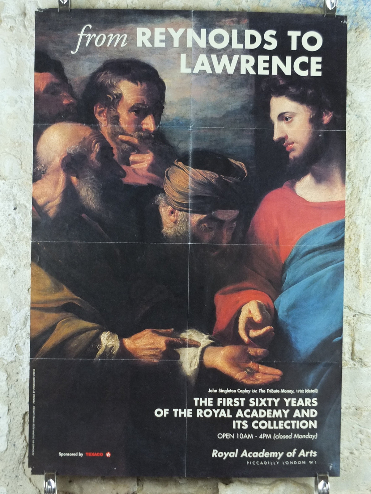 1991 Royal Academy of Arts Poster, John Singleton Copley, "The Tribute Money" 1782 artist gallery exhibition, wall art decor