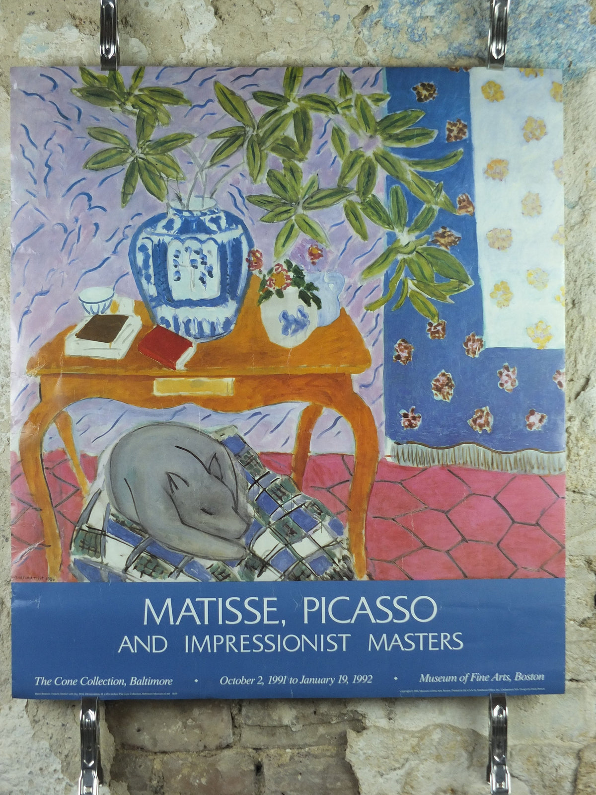 1991 Henri Matisse Poster, Interior with Dog 1934, Fauvism, Modernism, Post-Impressionism, gallery exhibition wall art decor