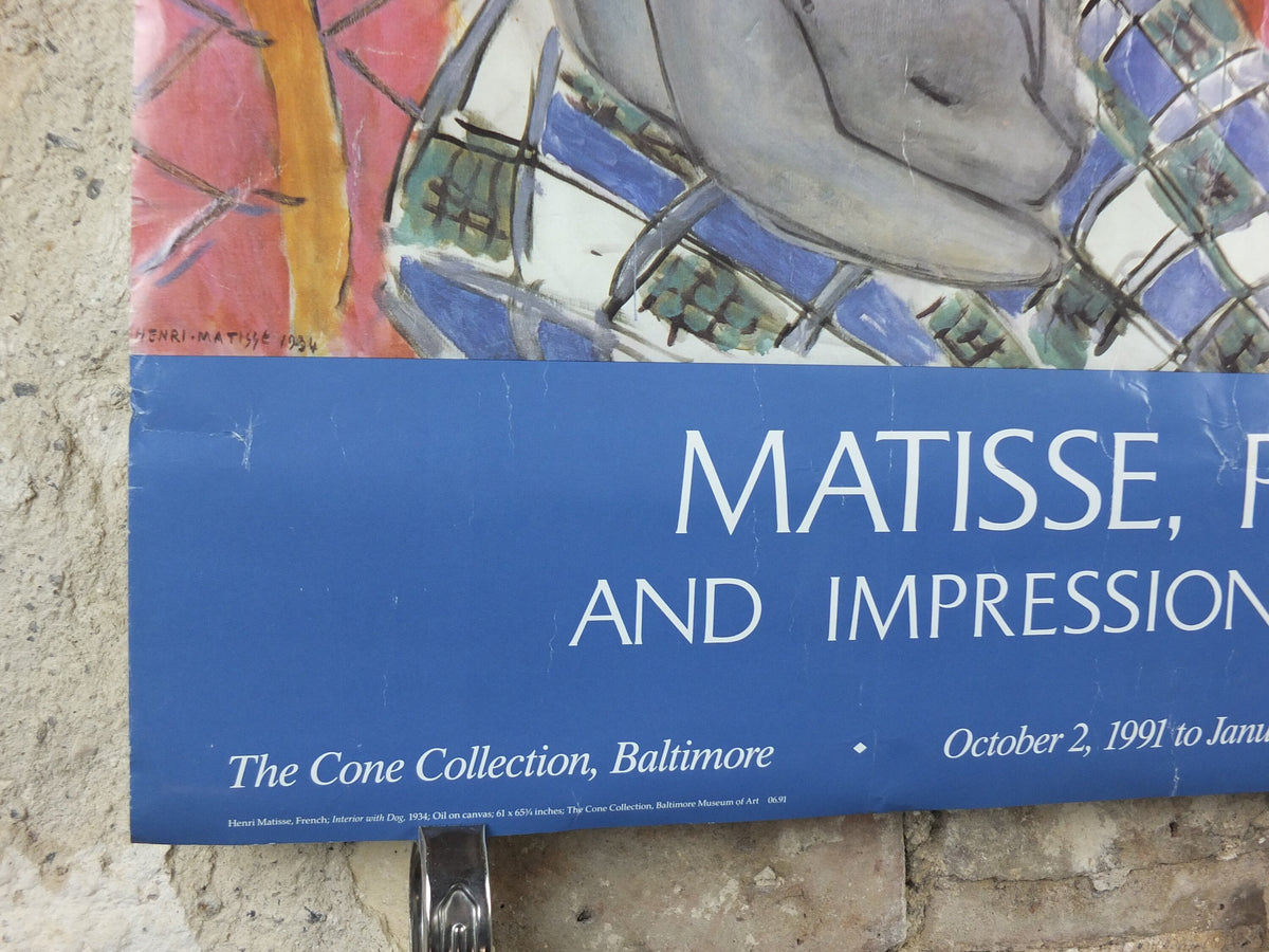 1991 Henri Matisse Poster, Interior with Dog 1934, Fauvism, Modernism, Post-Impressionism, gallery exhibition wall art decor